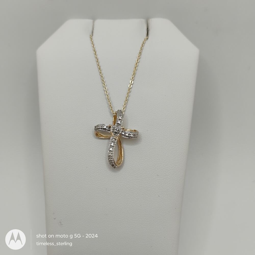 Ross Simons Gold Over Infinity Diamond Cross on an Adjustable 15-18 inch Chain